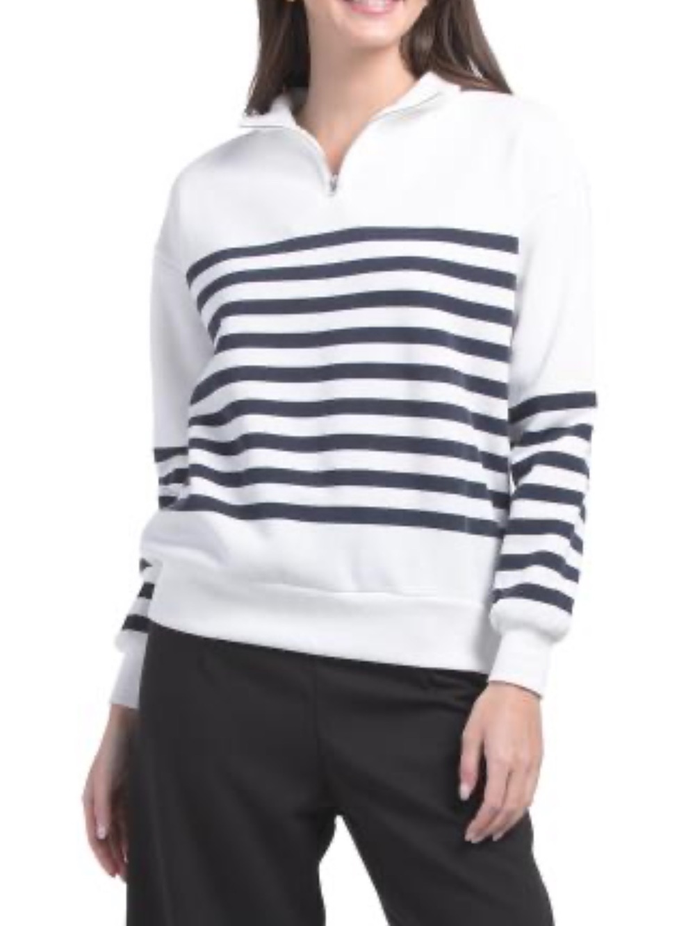 ABSOLUTELY FAMOUS Knit Striped Sweatshirt